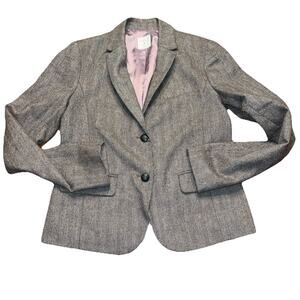 Gap Jacket Womens 4 Academy Blazer Brown Wool Blend Herringbone Button
